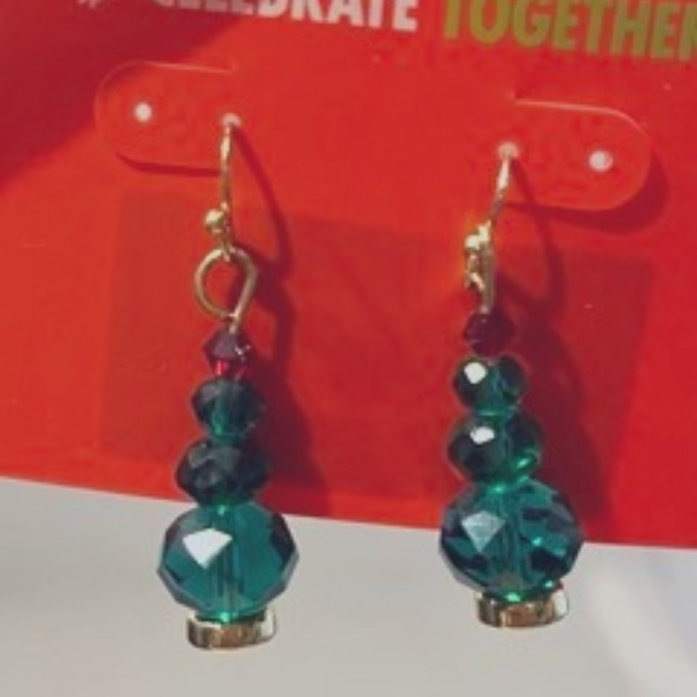 Christmas tree bead earrings